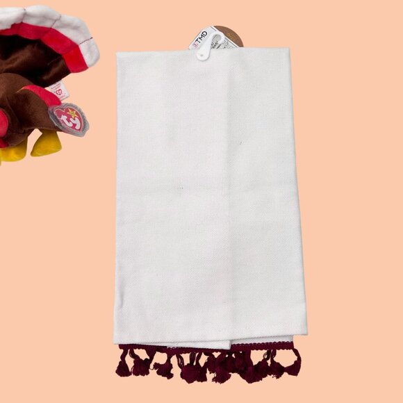 NWT THANKSGIVING TASSEL NOVELTY TEA TOWEL & VINTAGE '97 TY GOBBLES TURKEY BEANIE - Picture 4 of 10